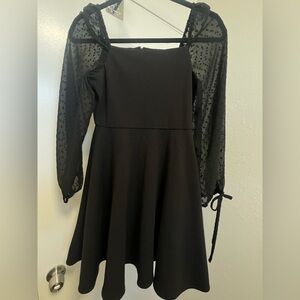 Rare Editions Black Dress with Sheer Sleeves